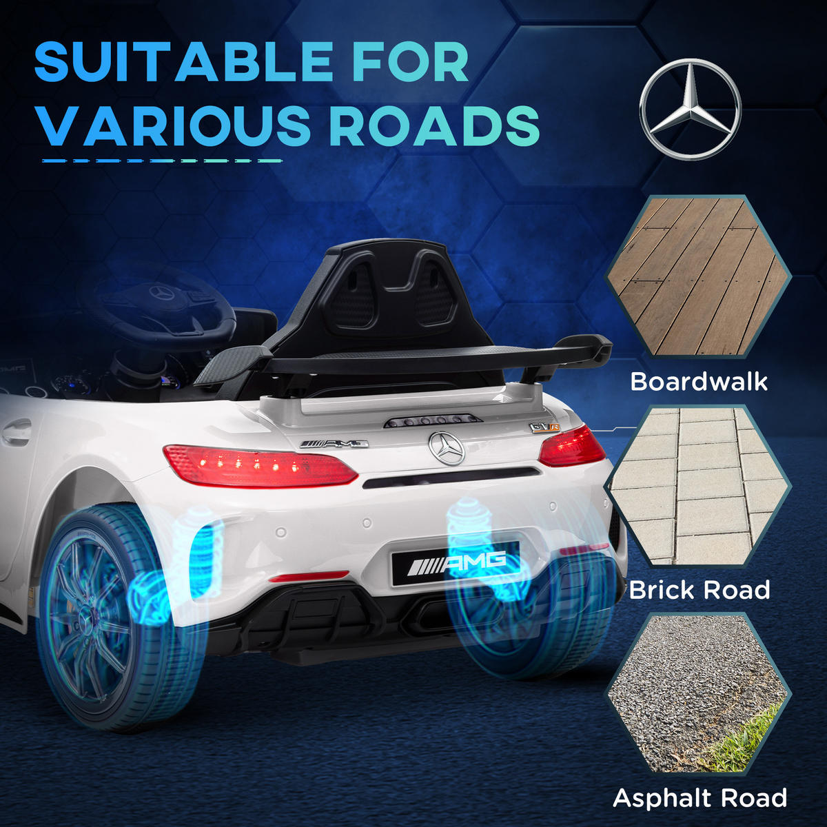 ELEKTRO-KINDERAUTO DE-06269 Mercedes-AMG lizenziert mit Fernbedienung Weiß - Weiß, Kunststoff/Metall (108/67/46cm) - ComfortXL