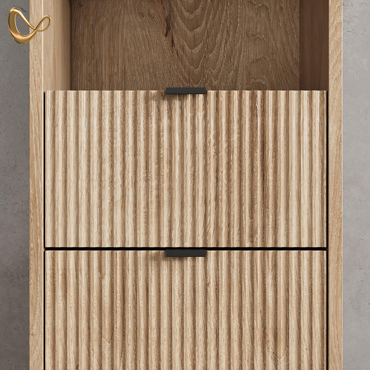 BADMÖBEL-SET ATERNO Viking Oak 3 Teile, mit Hochschrank - Eiche Wotan, Holzwerkstoff (70/63/45cm) - Livinity®