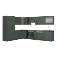 ECKKÜCHE Fame-Line Grün-Gold Landhaus/Anthrazit 347 x 257 cm AP Anthrazit - Anthrazit/Grün, Holzwerkstoff (347/81.6/60cm) - Vicco
