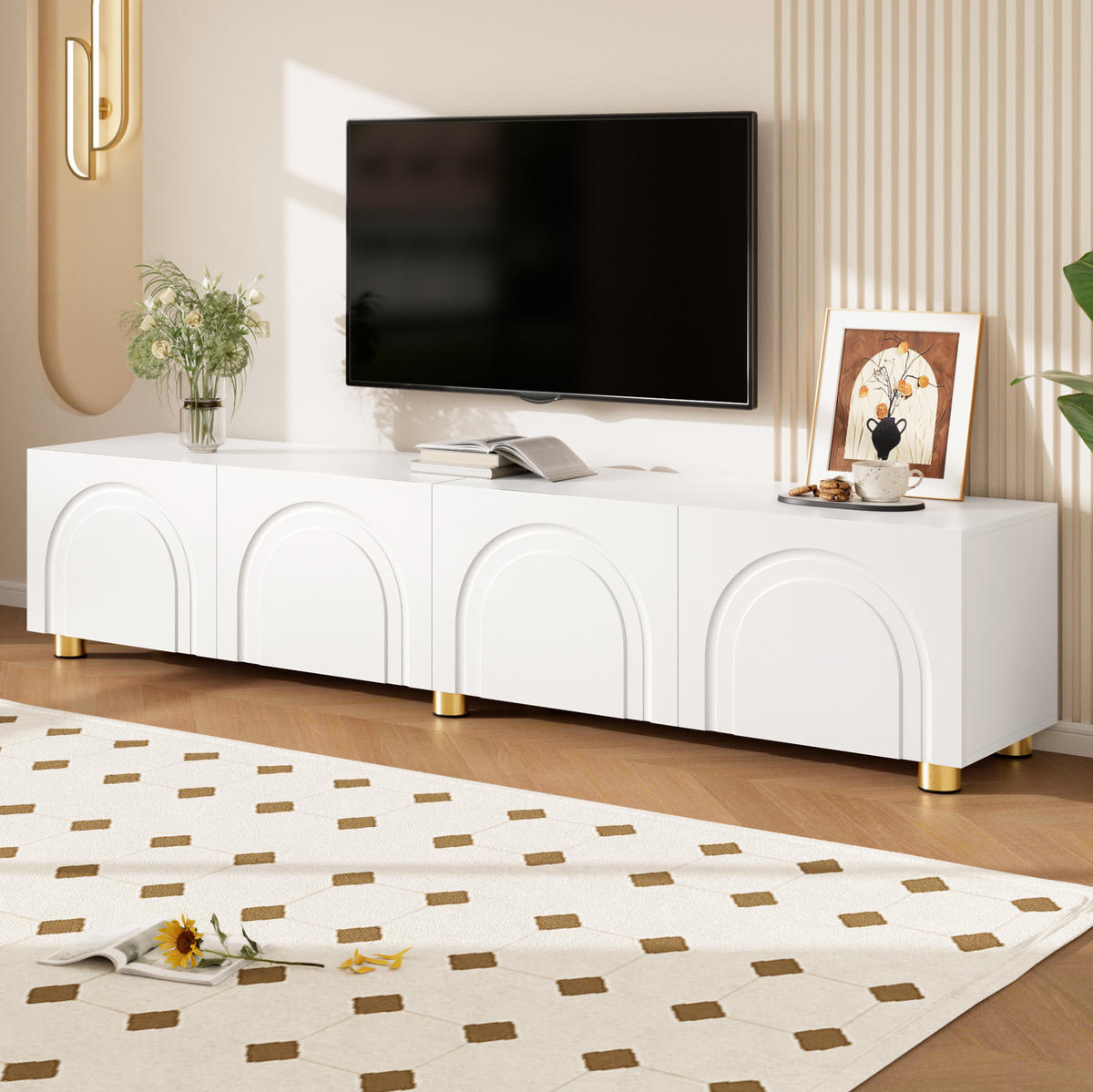 TV-SCHRANK mit 4 Türen 180 x 35 x 40 cm Weiß - Weiß, Holzwerkstoff (35/40/180cm) - Beauniv