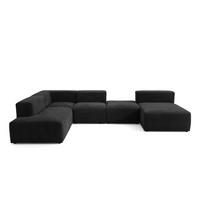 5-SITZER modulares Wohnlandschaft U XXL HEAVEN SET 6 Links, Breite 375 cm Webstoff Schwarz - Schwarz, Holz/Kunststoff (375/73/245cm) - Muffo