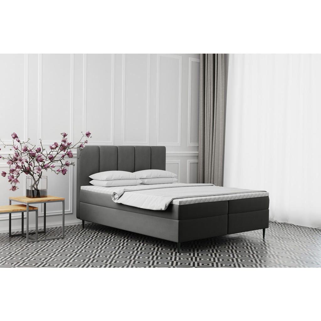 Thumbnail - Kaiser Möbel Boxbett, Grau, Textil, H3, Höhe ca. 20 cm, einzeln stellbar, eckig, 200x200 cm, Schlafzimmer, Betten, Boxsp...