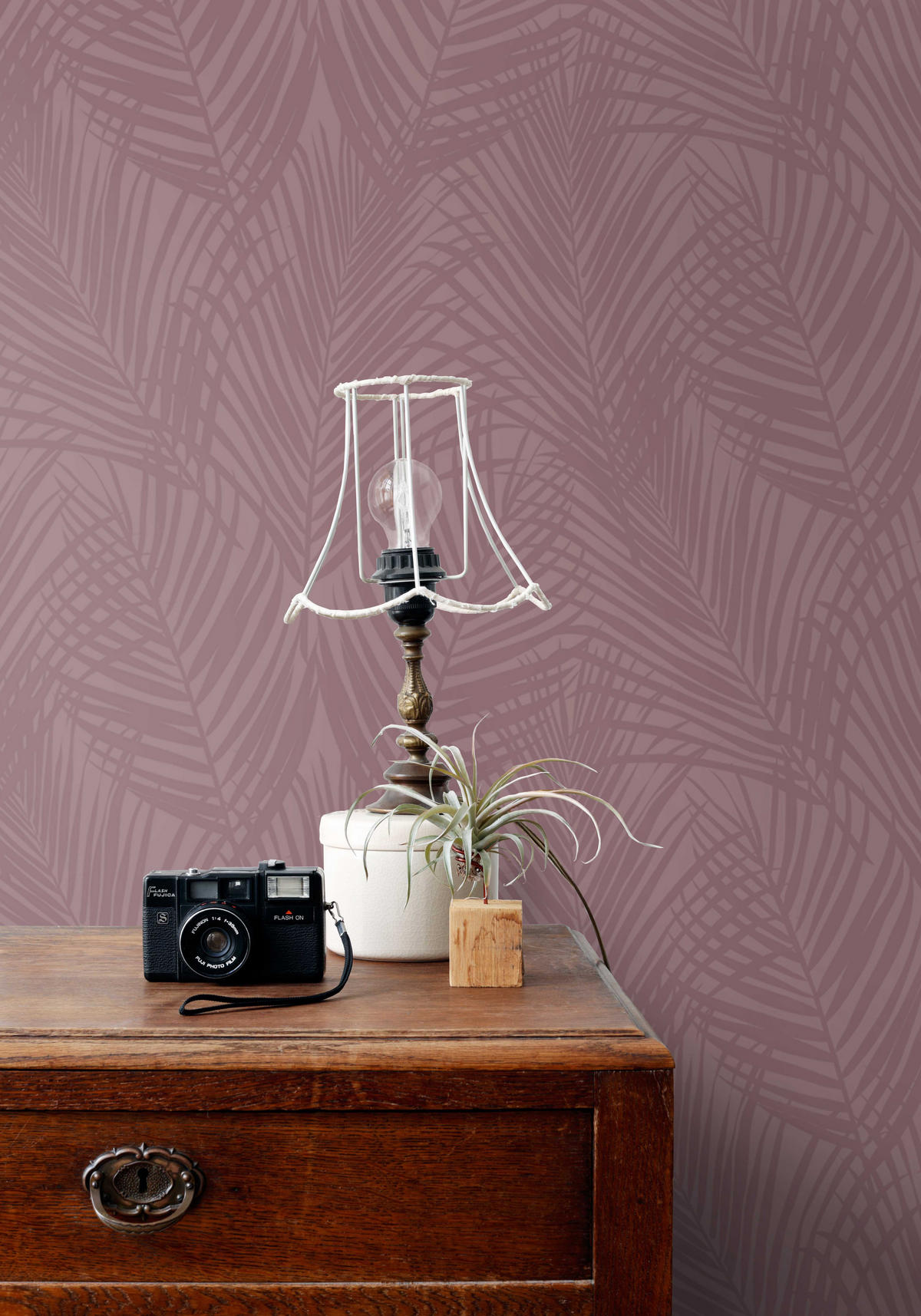 TAPETE Palmblätter 50 x 900 cm - Lila, Papier (50/900cm) - ESTAhome