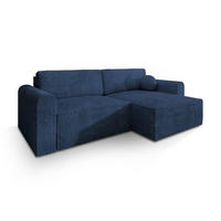 ECKSOFA FIANO P Blau Kordstoff mit Schlaffunktion - Blau, Holz (245/148cm) - MASSENO