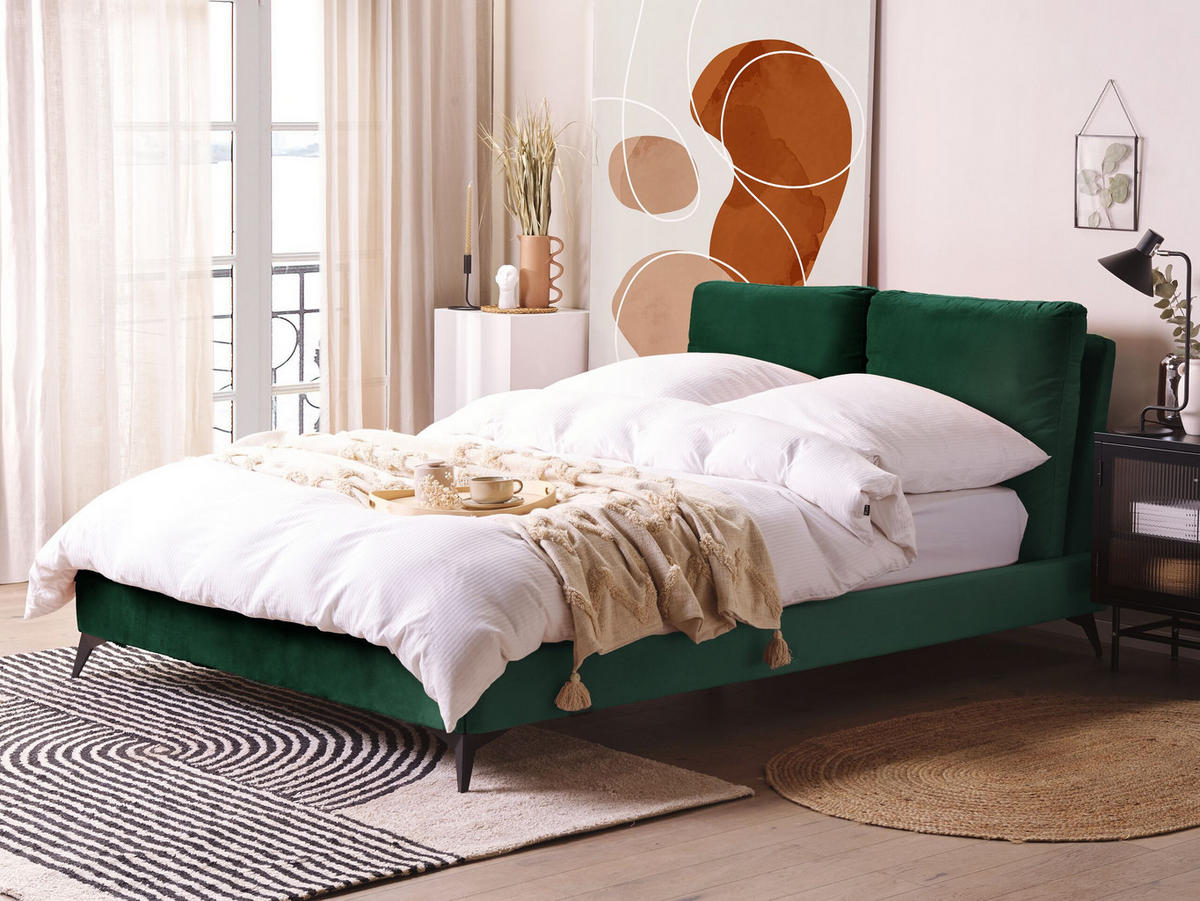 POLSTERBETT 140/200cm Smaragdgrün Melle - Grün, Textil (140/200cm) - Beliani