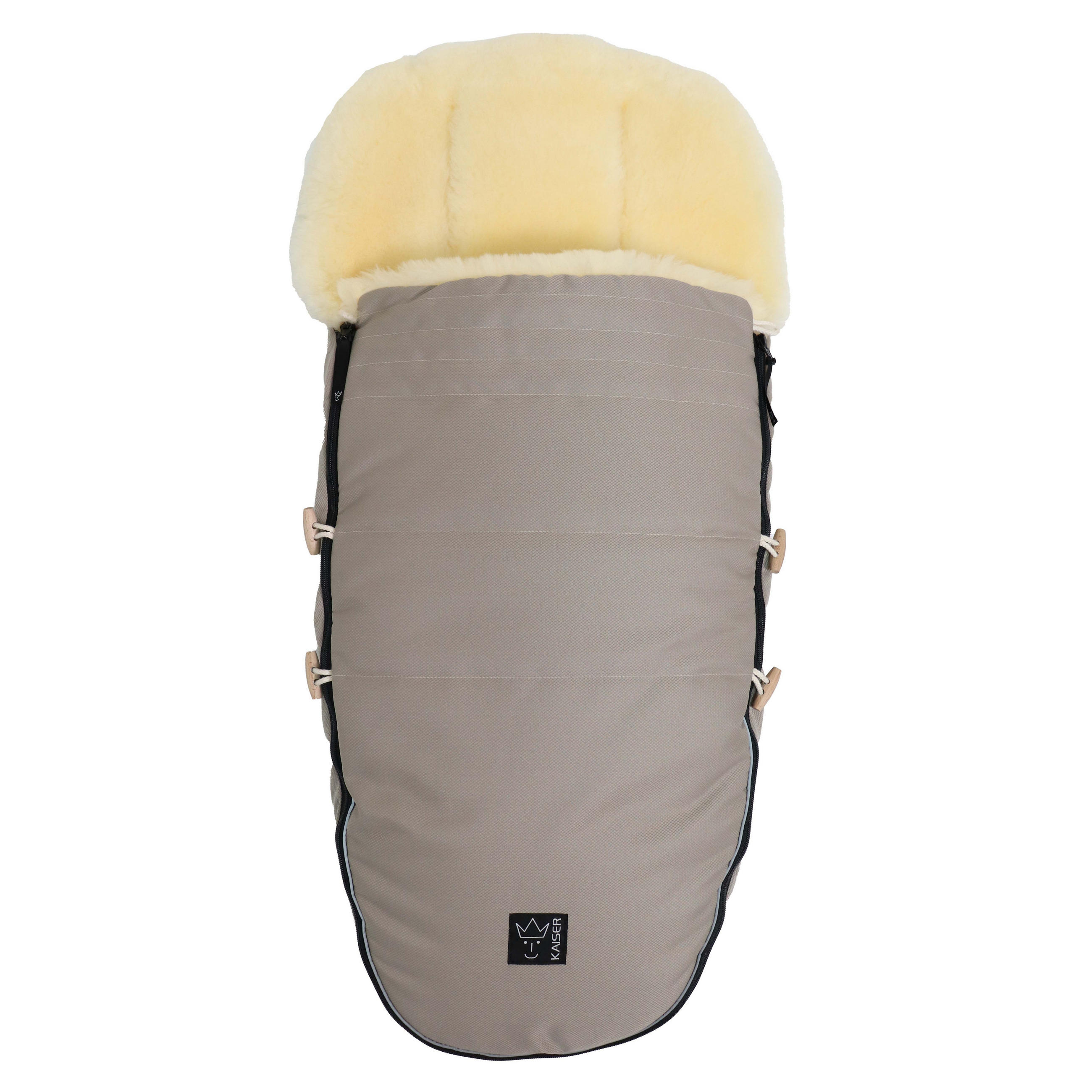 LAMMFELL-FUSSSACK Love the Nature, angora - Greige, Fell (44/95cm) - Kaiserbaby