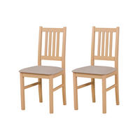 STUHL Bos 1 (2er Set) - Beige/Sonoma Eiche, Holz (43/94/40cm) - Leaf Design