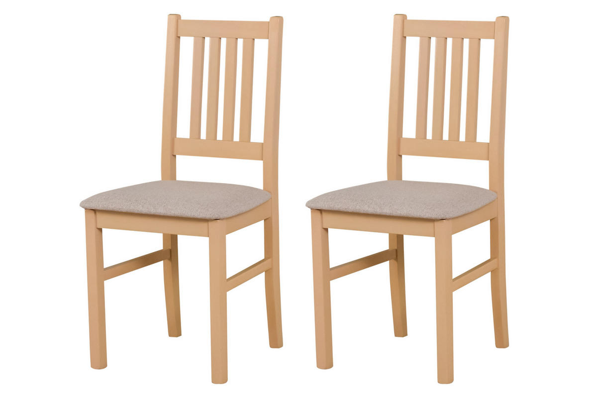 STUHL Bos 1 (2er Set) - Beige/Sonoma Eiche, Holz (43/94/40cm) - Leaf Design