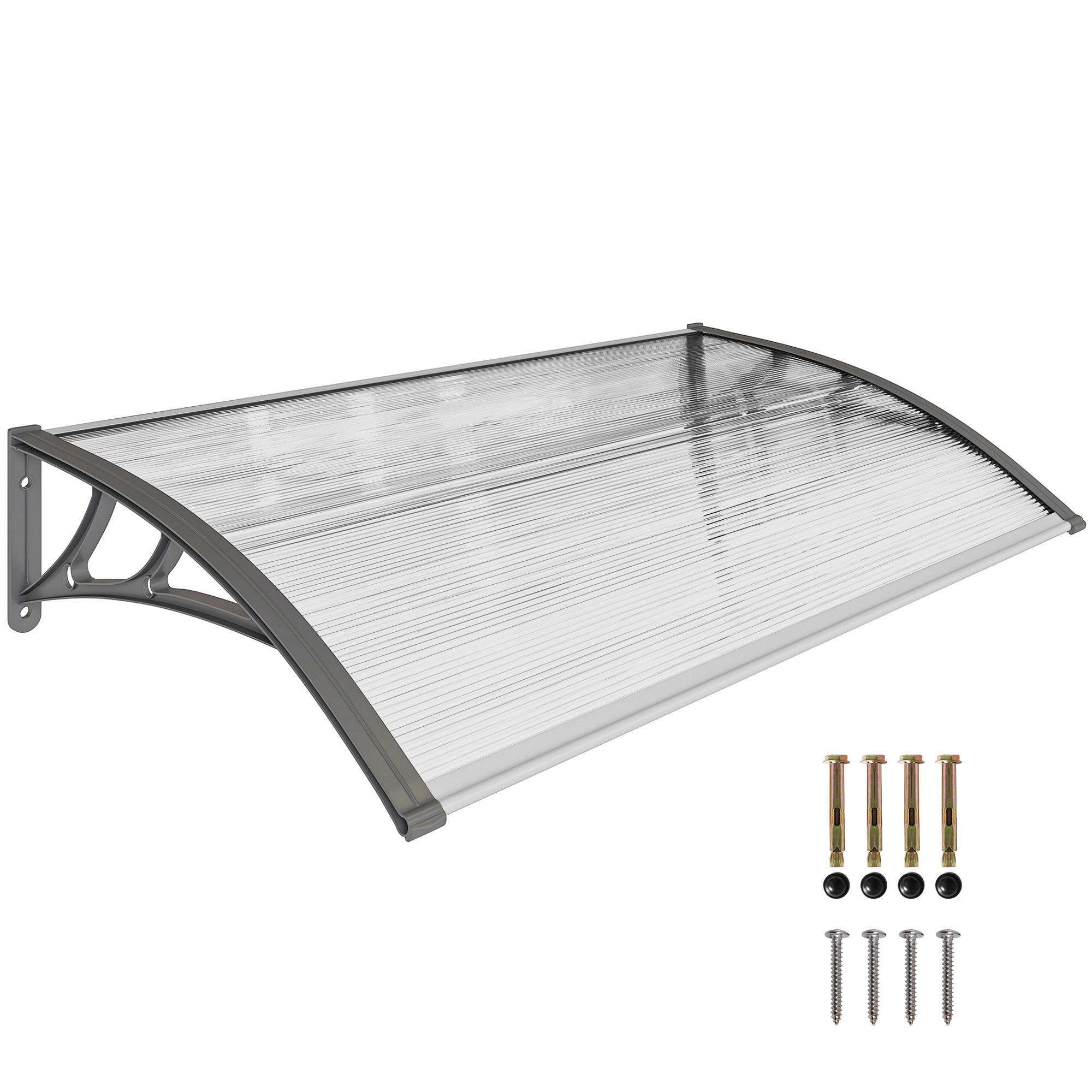 TÜRÜBERDACHUNG DE-07390 wetterfest mit Polycarbonat Grau - Transparent/Grau, Kunststoff/Metall (60/18/110cm) - ComfortXL