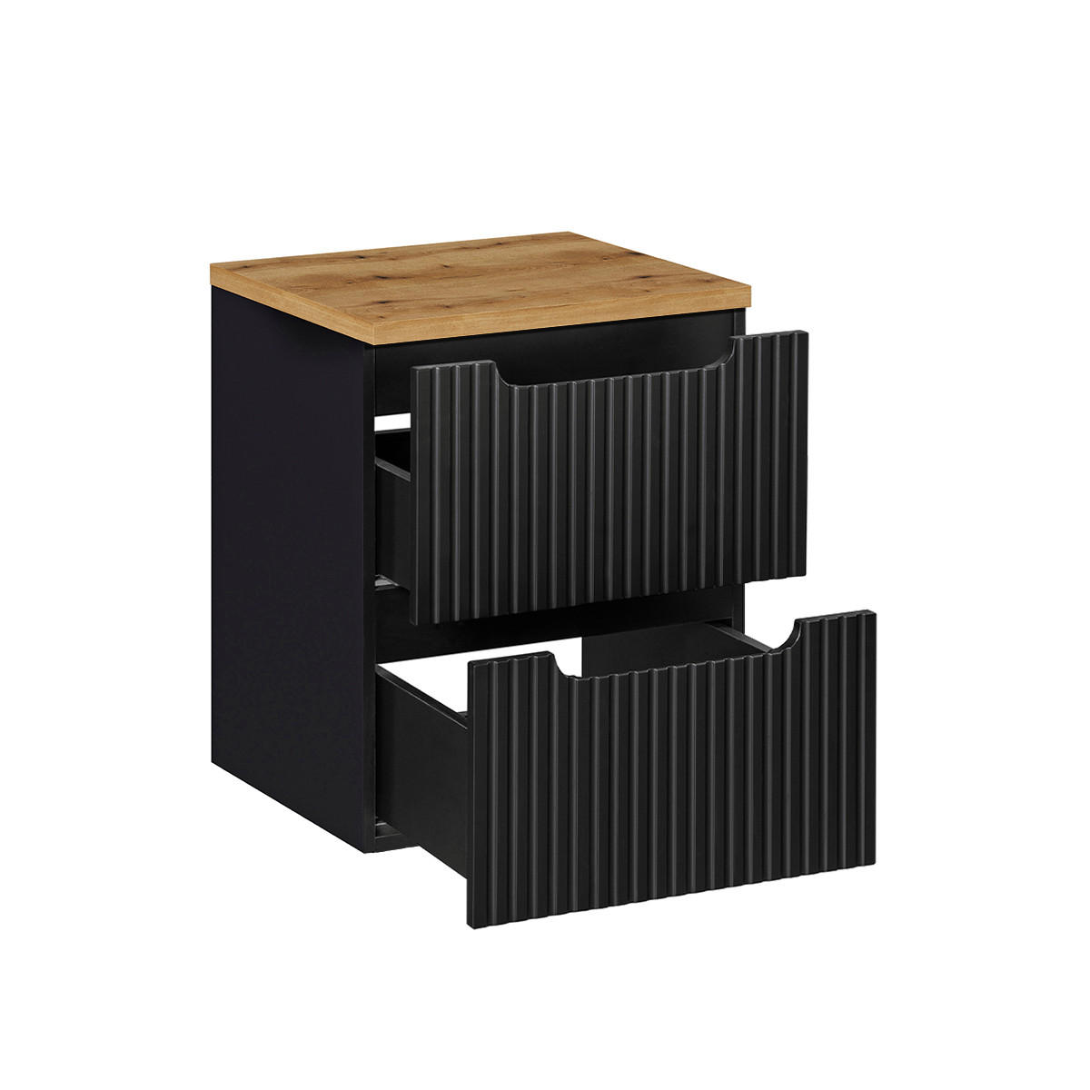 WASCHTISCHUNTERSCHRANK 50.4cm Riva Schwarz und Holz - Schwarz, Holzwerkstoff (50.4/59/40cm) - Petits-meubles