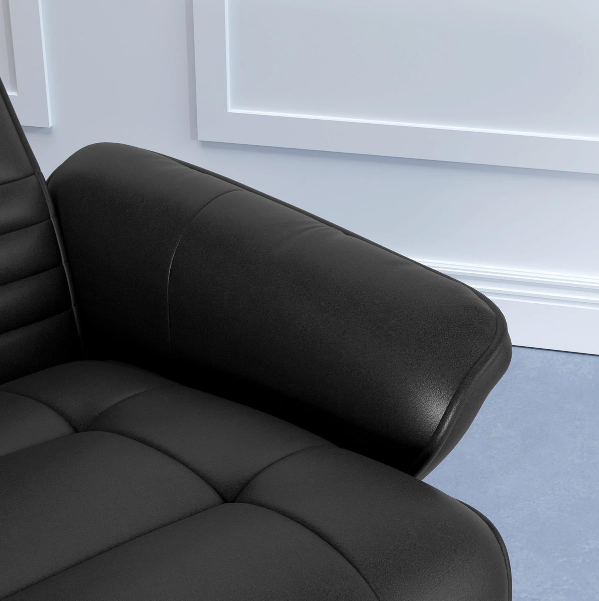 RELAXSESSEL 69/71/104 cm in Schwarz mit Hocker und Liegefunktion - Schwarz, Textil (71/104/69cm) - Flora Grace