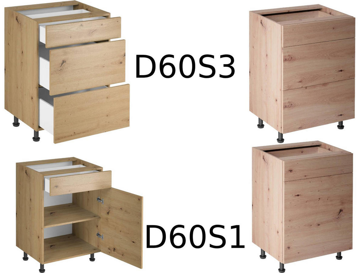 KÜCHENZEILE 360 cm - Langen KL3-M360 in Artisan Eiche - Schwarz/Eiche Artisan, Holz (360/248/58cm)