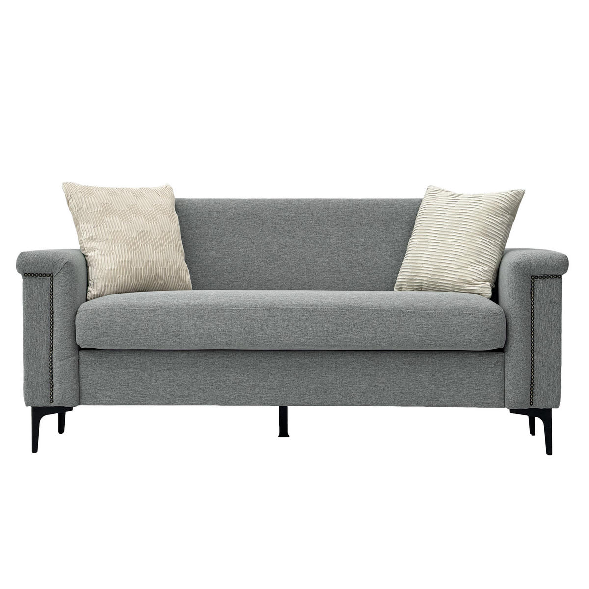 2-SITZER Sofa Feinleinen Polyester mit Taschenfederkern und Metallfüßen 172/73.5/81.5 cm Hellgrau - Hellgrau, Textil (73.5/81.5/172cm) - Redom