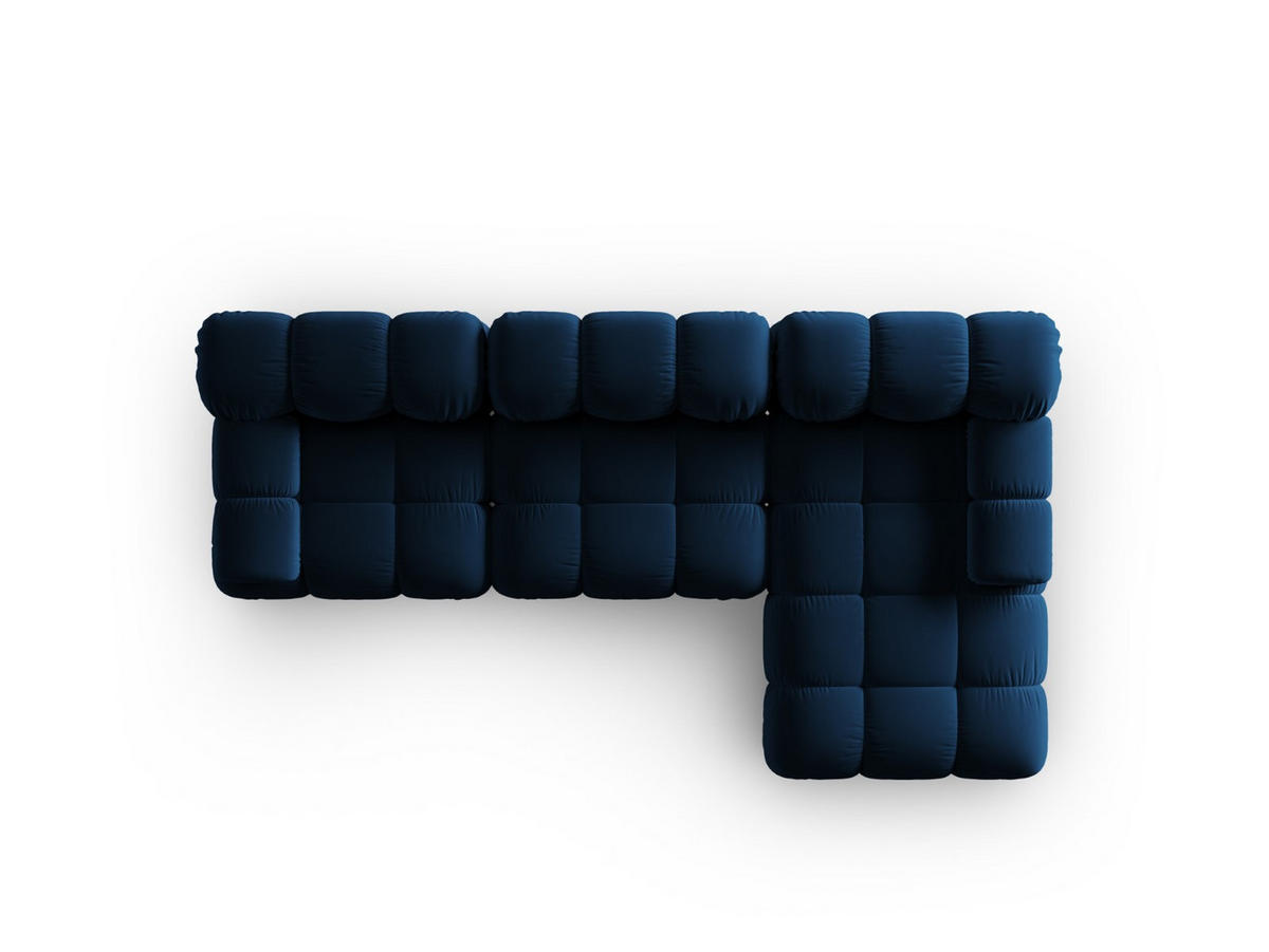 MODULARES-ECKSOFA rechts Bellis aus Samt königsblau 4 Sitzplätze - Blau, Textil (122/285cm) - Micadoni
