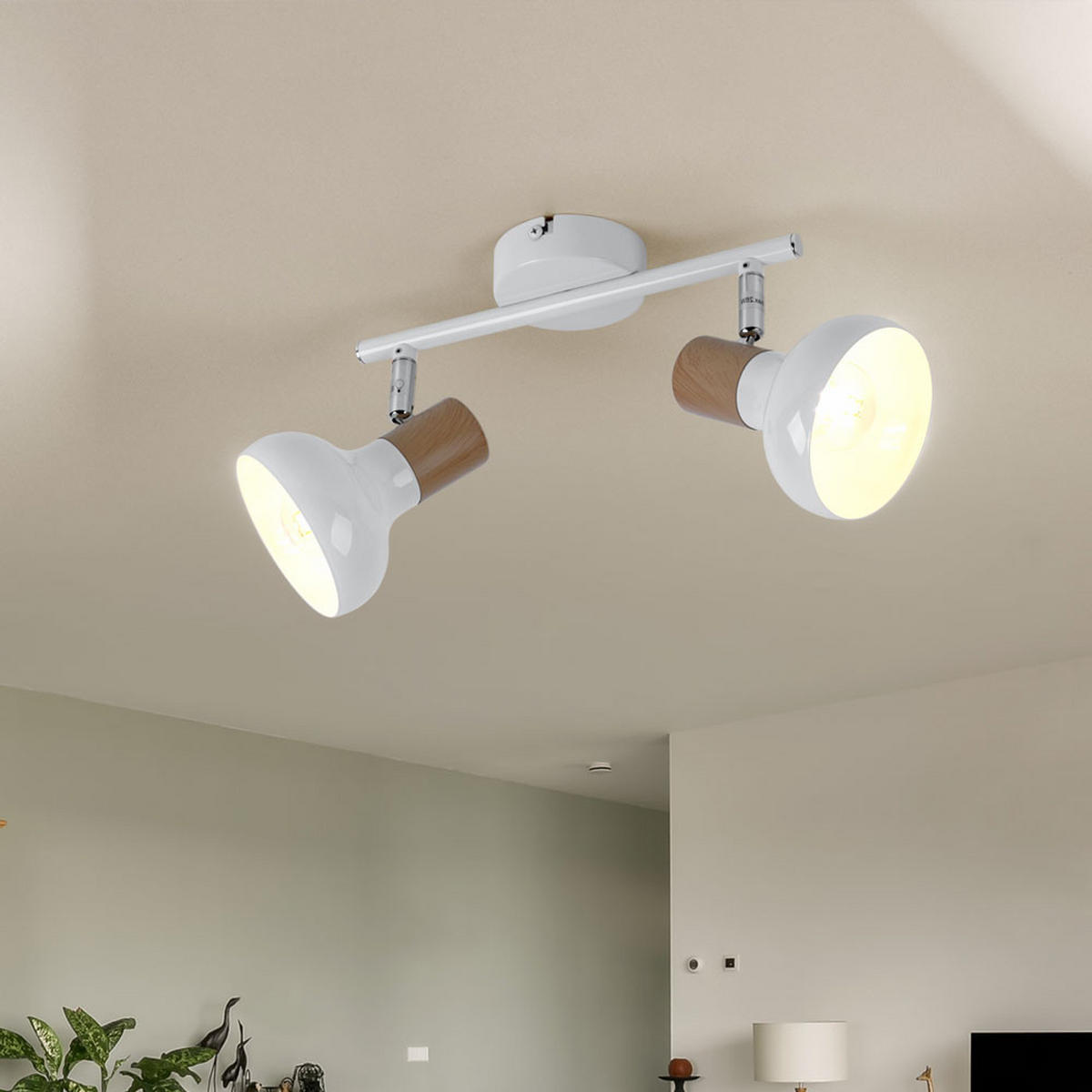 LED DECKENLEUCHTE Weiß Holzoptik - Weiß, Metall (35.5/13/16cm)