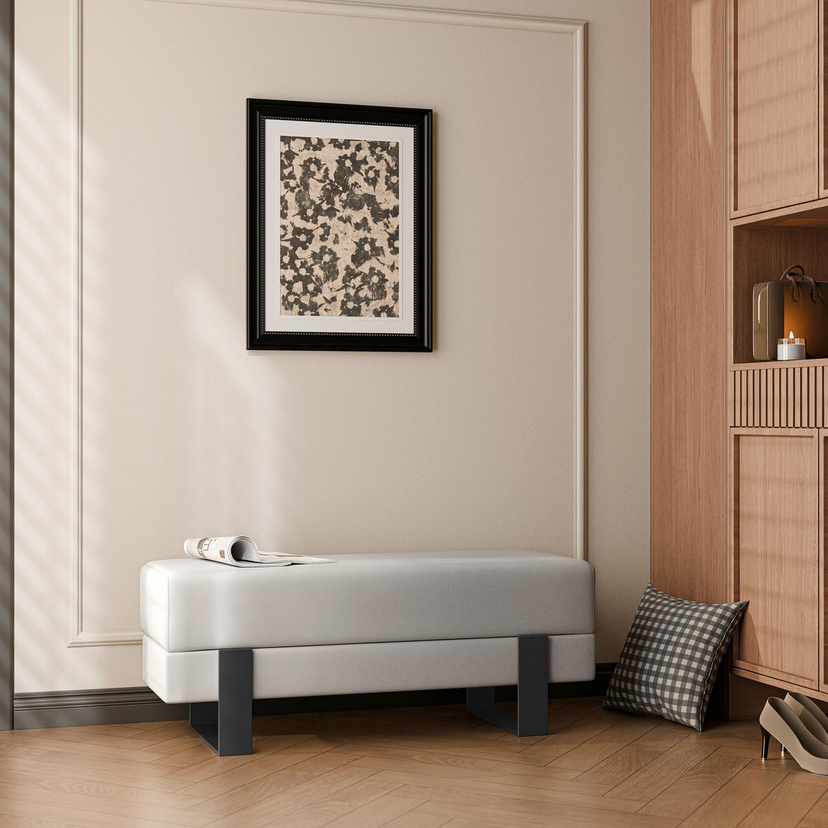 POLSTERBANK RIVA 100 cm Schwarz / Grau ,Metallgestell - Grau, Metall (100/47/35cm) - Idohome