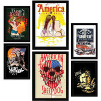 POSTER Set Mit 6 Amerika In Rustikale Zitate A3 & A4 Schwarzer Rahmen - Schwarz, Papier (29/3cm) - Nacnic
