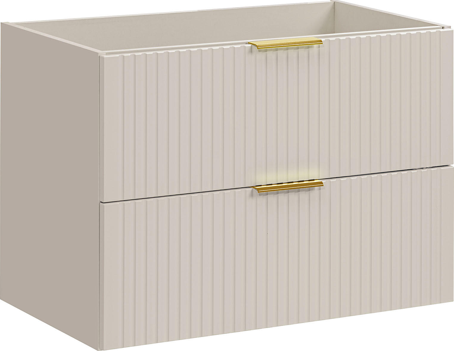 WASCHBECKENUNTERSCHRANK Niva hängend mit Rillenfronten in Matt Kaschmir, 80/57/46 cm - Kaschmir/Beige, Holzwerkstoff/Kunststoff (80/57/46cm) - WFL GROUP