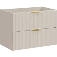 WASCHBECKENUNTERSCHRANK Niva hängend mit Rillenfronten in Matt Kaschmir, 80/57/46 cm - Kaschmir/Beige, Holzwerkstoff/Kunststoff (80/57/46cm) - WFL GROUP