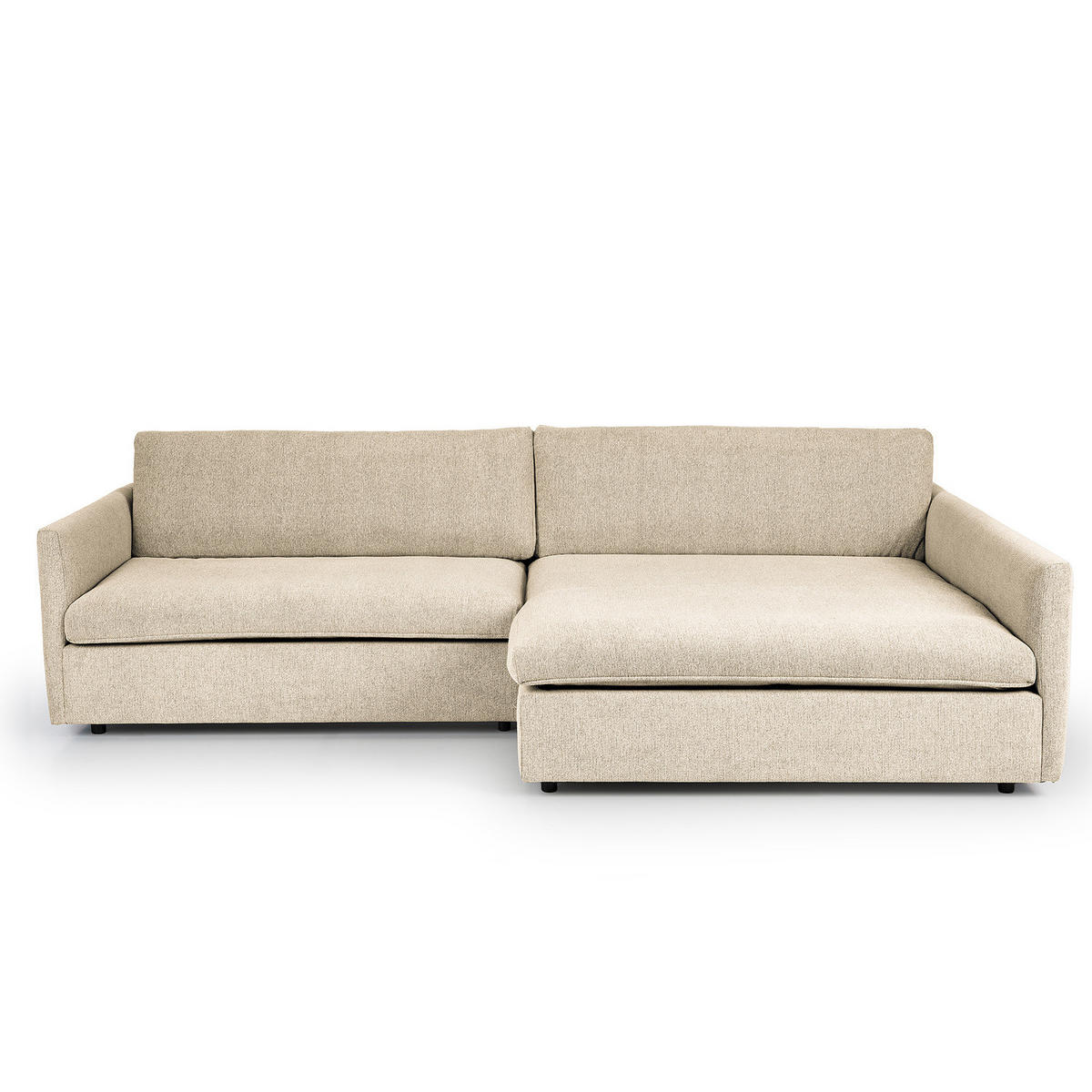 ECKSOFA mit Longchair - Creme/Schwarz, Kunststoff/Textil (290/183cm) - home24