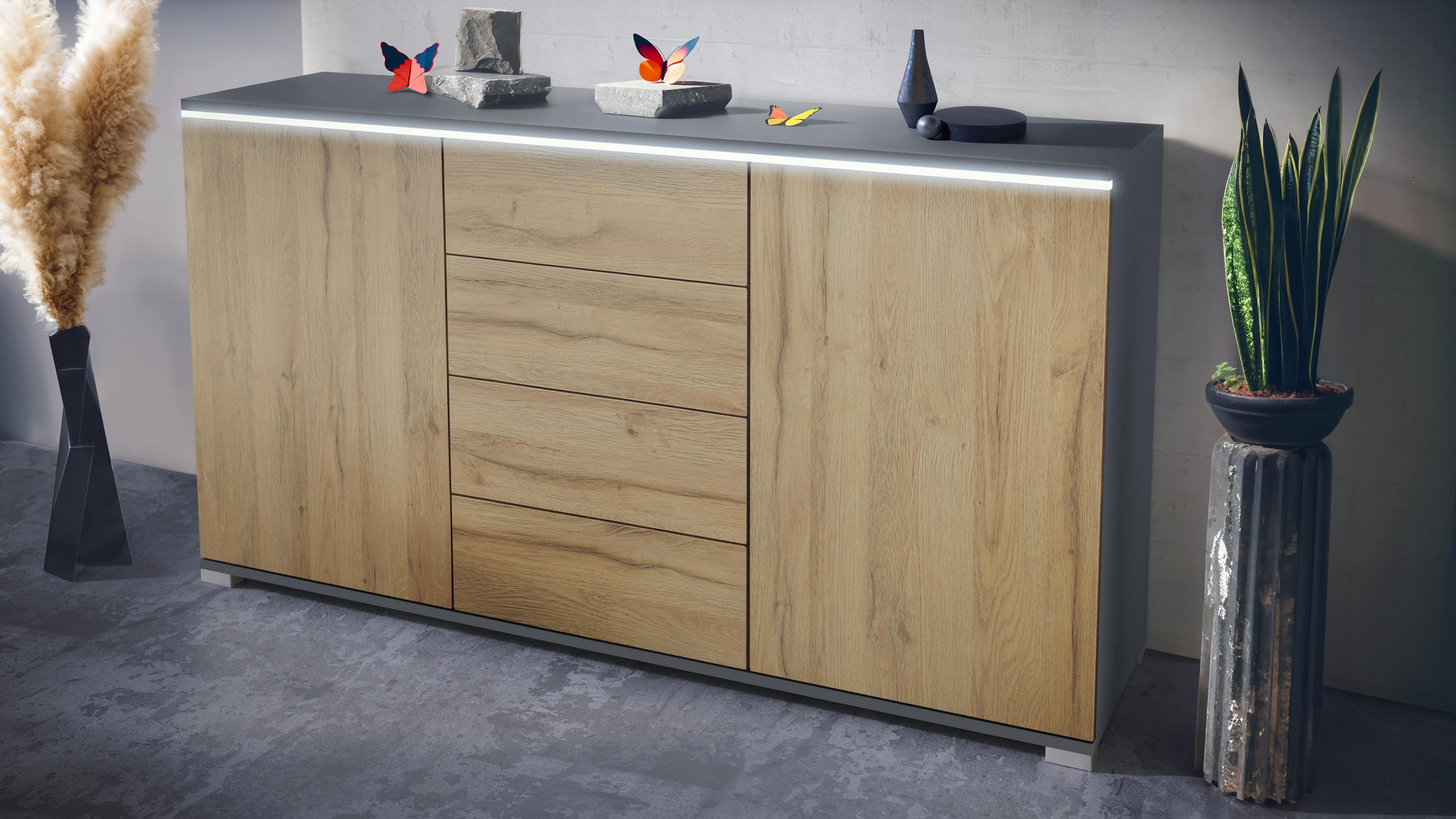 SIDEBOARD Faro Eiche Natur - Eichefarben, Holzwerkstoff (138.5/75.5/35cm) - Vladon