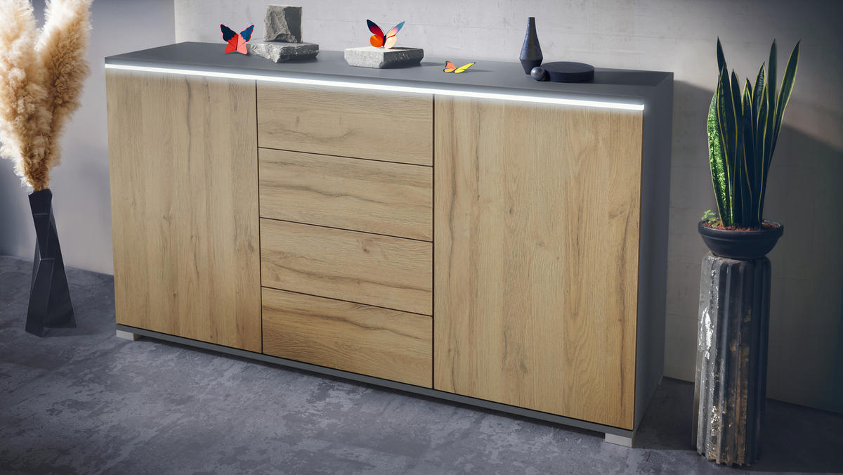 SIDEBOARD Faro Eiche Natur - Eichefarben, Holzwerkstoff (138.5/75.5/35cm) - Vladon