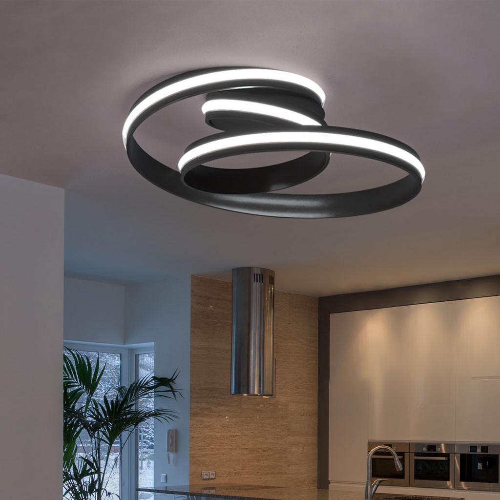 Thumbnail - Wofi Led, Schwarz, Metall, Kunststoff, 31.5x56x56 cm, Lampen & Leuchten, LED Beleuchtung, LED-Deckenleuchten