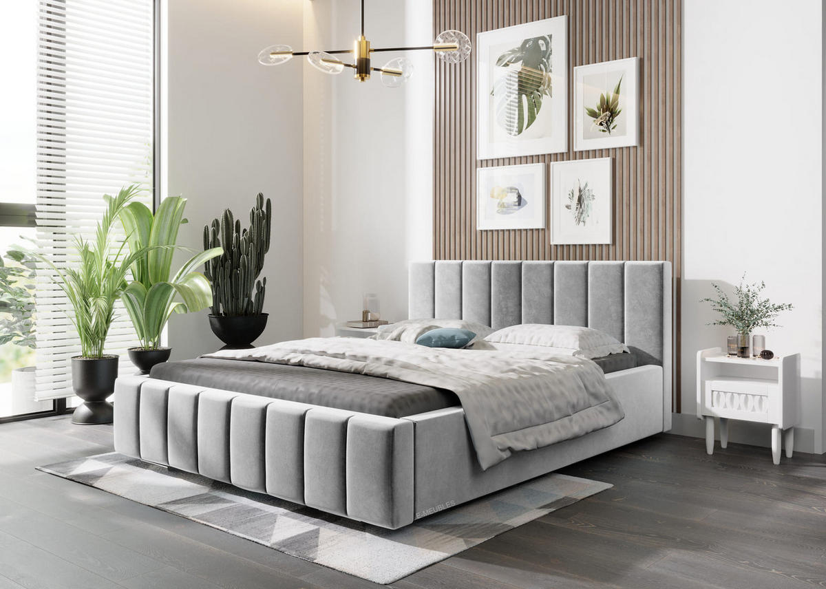 POLSTERBETT Bett 01 - 180x200 - Silver - Silberfarben, Holz/Textil (180/200cm) - Möblo