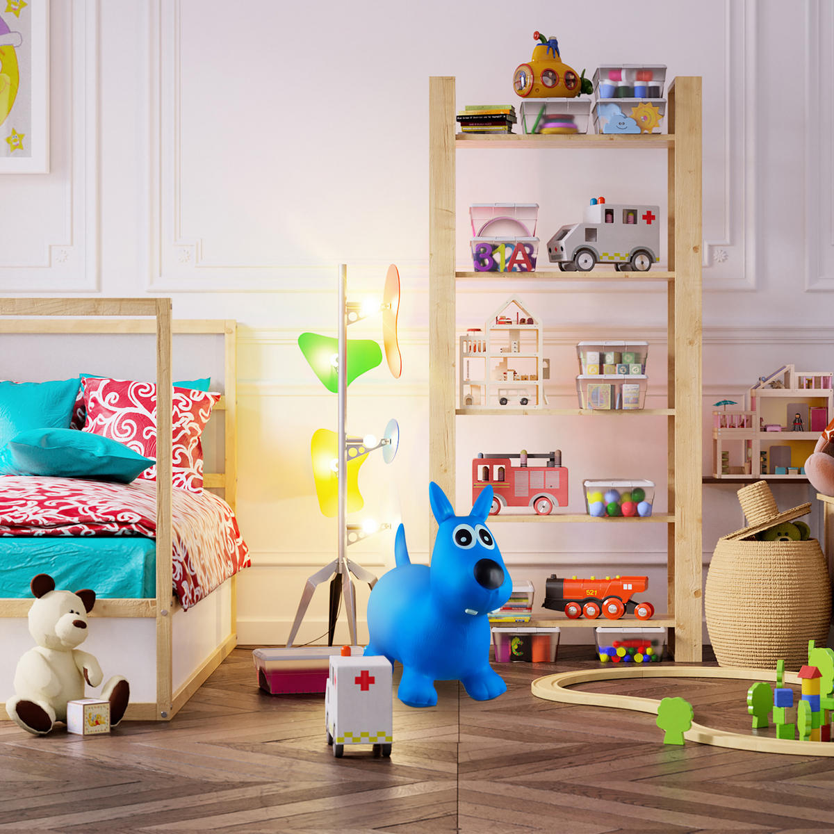 SKÁKADLO Modré pes s pumpičkou - modrá, plast (60/26/50cm) - Relaxdays