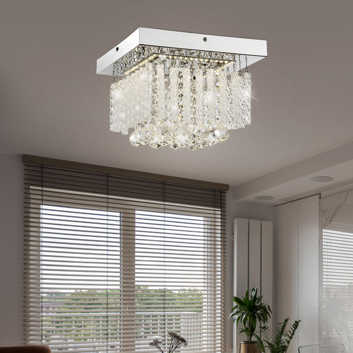 LED DECKENLEUCHTE MATHILDA Silber Chrom - Silberfarben, Glas (25/25/15cm)