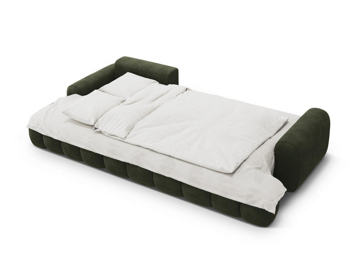 AUSKLAPPBARES-ECKSOFA links mit Container Linz aus Samt grün 3 Sitzplätze - Grün, Textil (142/275cm) - Cosmopolitan Design