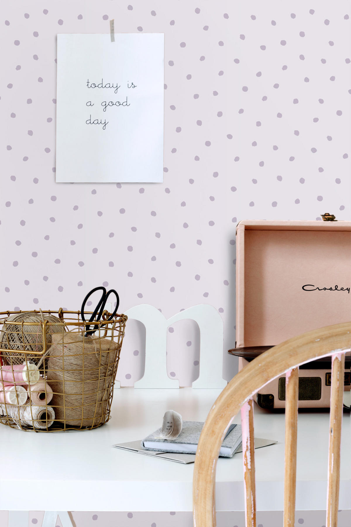 TAPETE Punkte 53 cm x 10.05 m - Lila, Papier (53/0.1cm) - ESTAhome