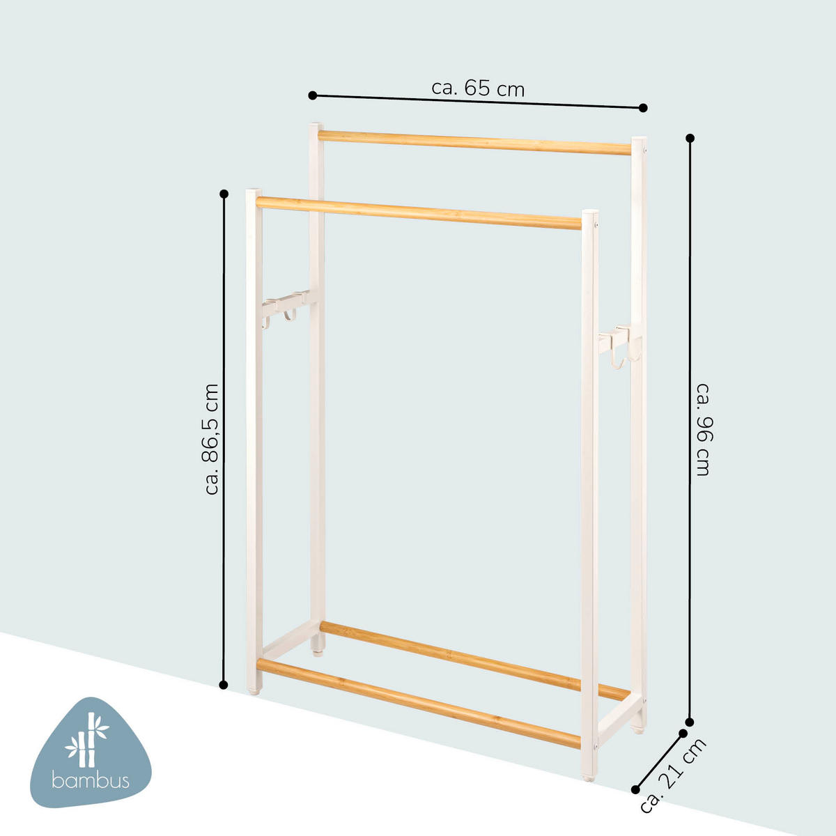 STAND-HANDTUCHHALTER, Metall, weiß - Weiß, Metall (65/96/21cm) - eluno