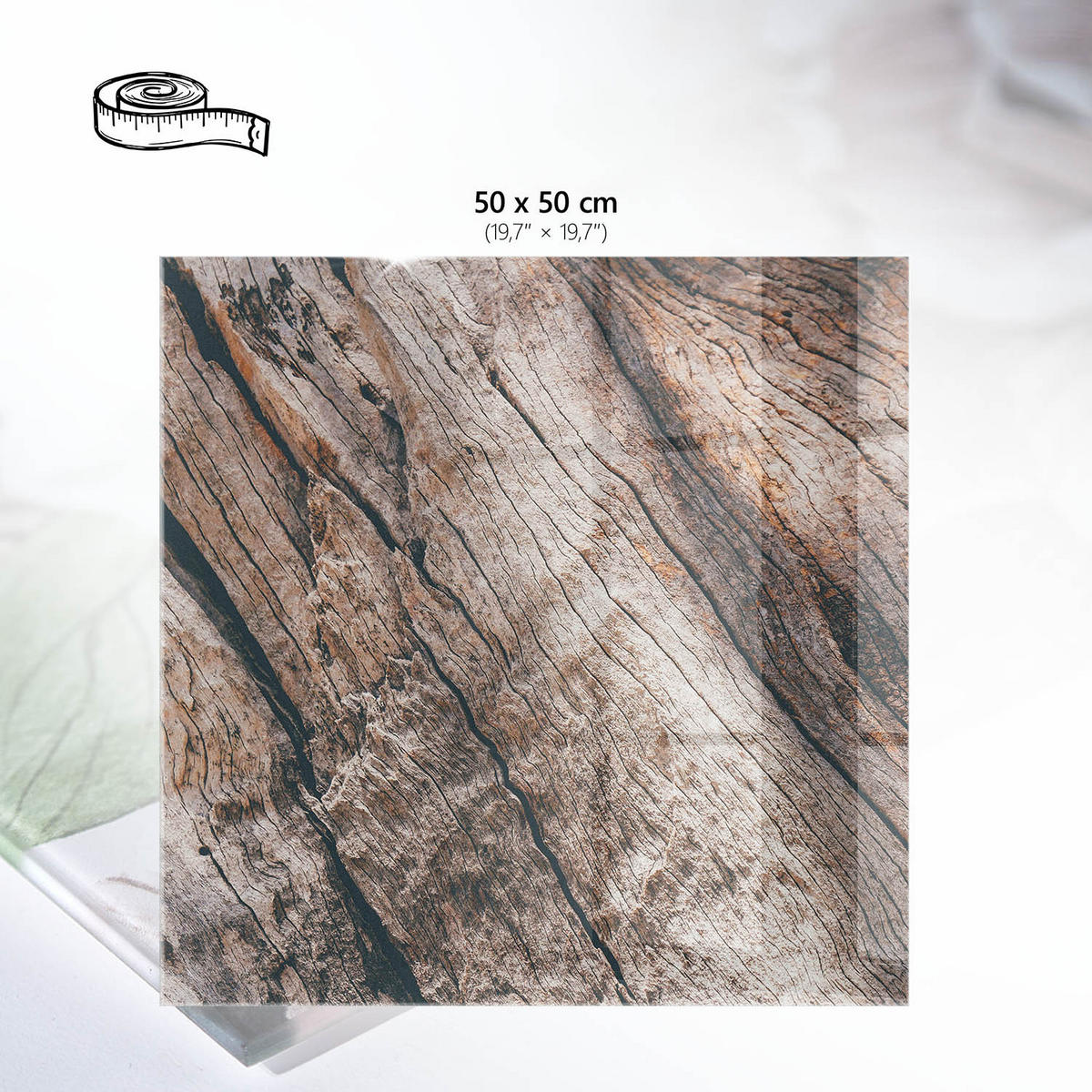 TISCHPLATTE 50x50 cm – Holzstruktur - Braun, Glas (50/50/0.4cm) - Wallfluent
