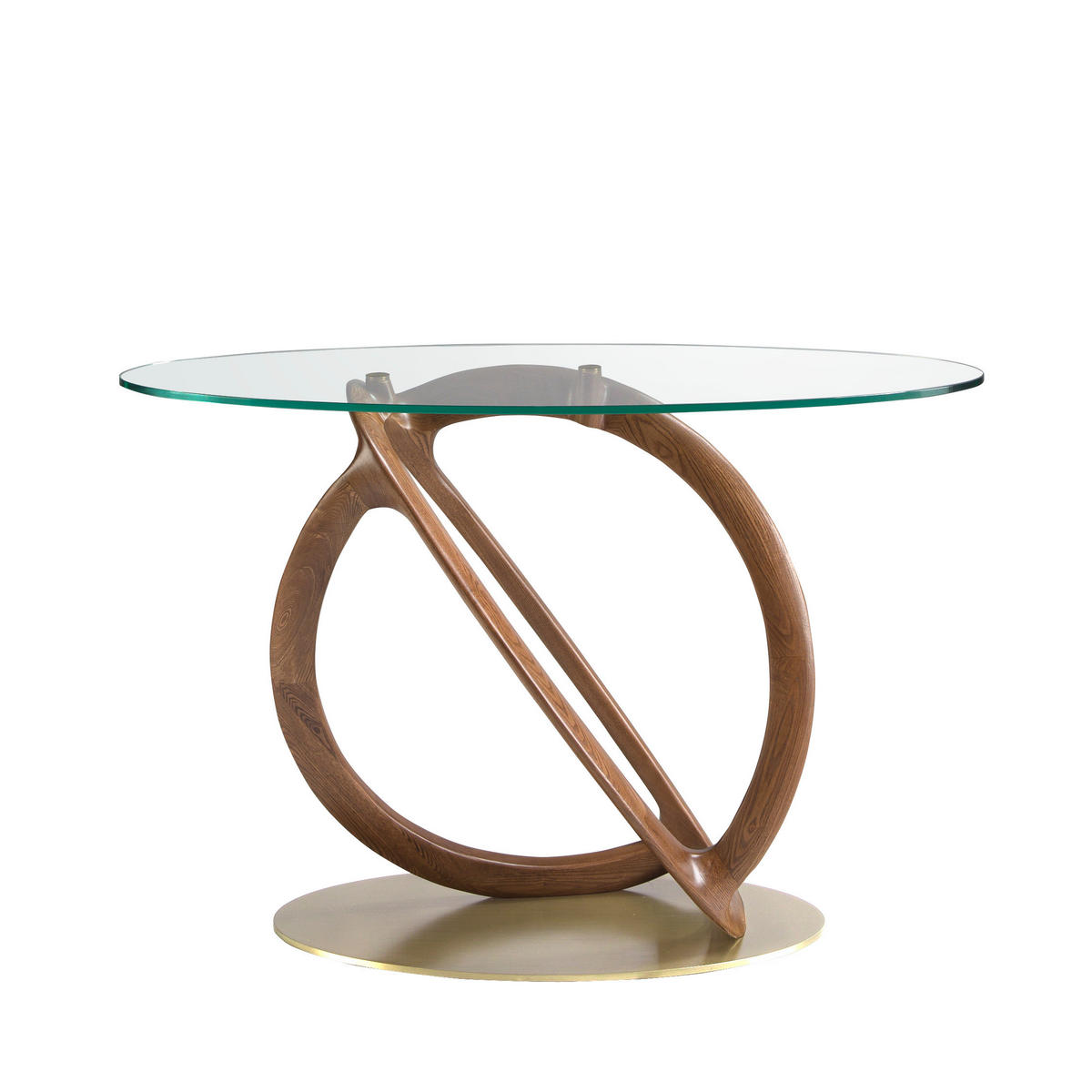 KONSOLE , Kristall, Walnuss, Gold 125/ 45/ 80 cm - Transparent/Goldfarben, Glas (45/125/80cm) - ANGEL CERDA