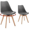 STUHL 2er Set, drehbar, Kunstleder, Massivholz, Grau - Buchefarben/Grau, Holz/Kunststoff (48/83/58.5cm) - Woltu