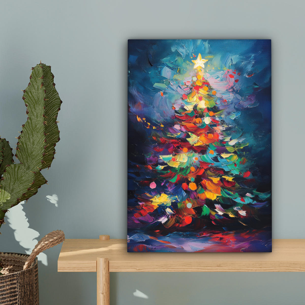 LEINWANDBILD Weihnachtsbaum - Weihnachten - Abstrakt - Farbenfroh 20x30 cm - Multicolor, Textil (20/30cm) - MuchoWow