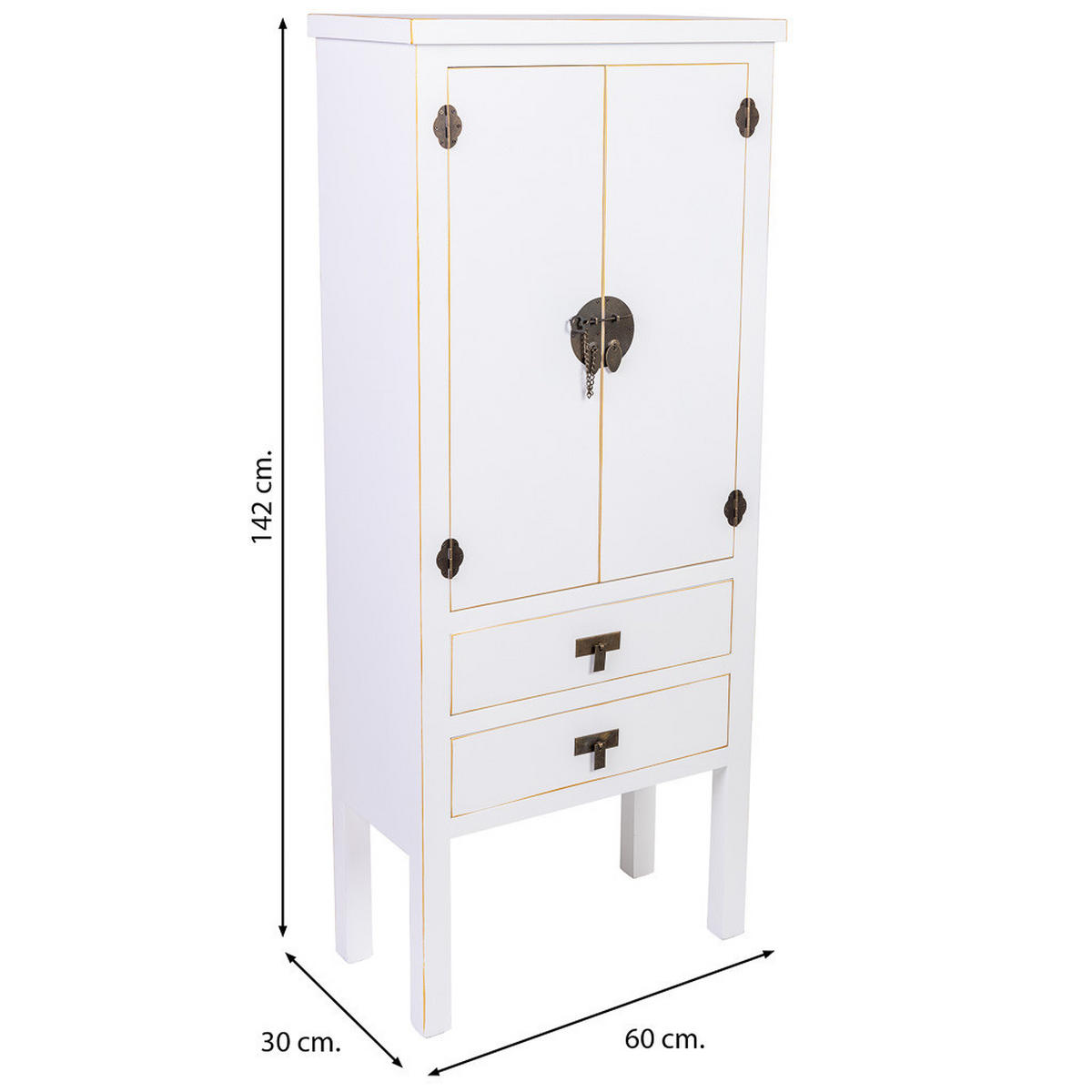 SCHRANK aus Holz 60x30x142 cm - Weiß, Holz (60/142/30cm) - Wanderlust