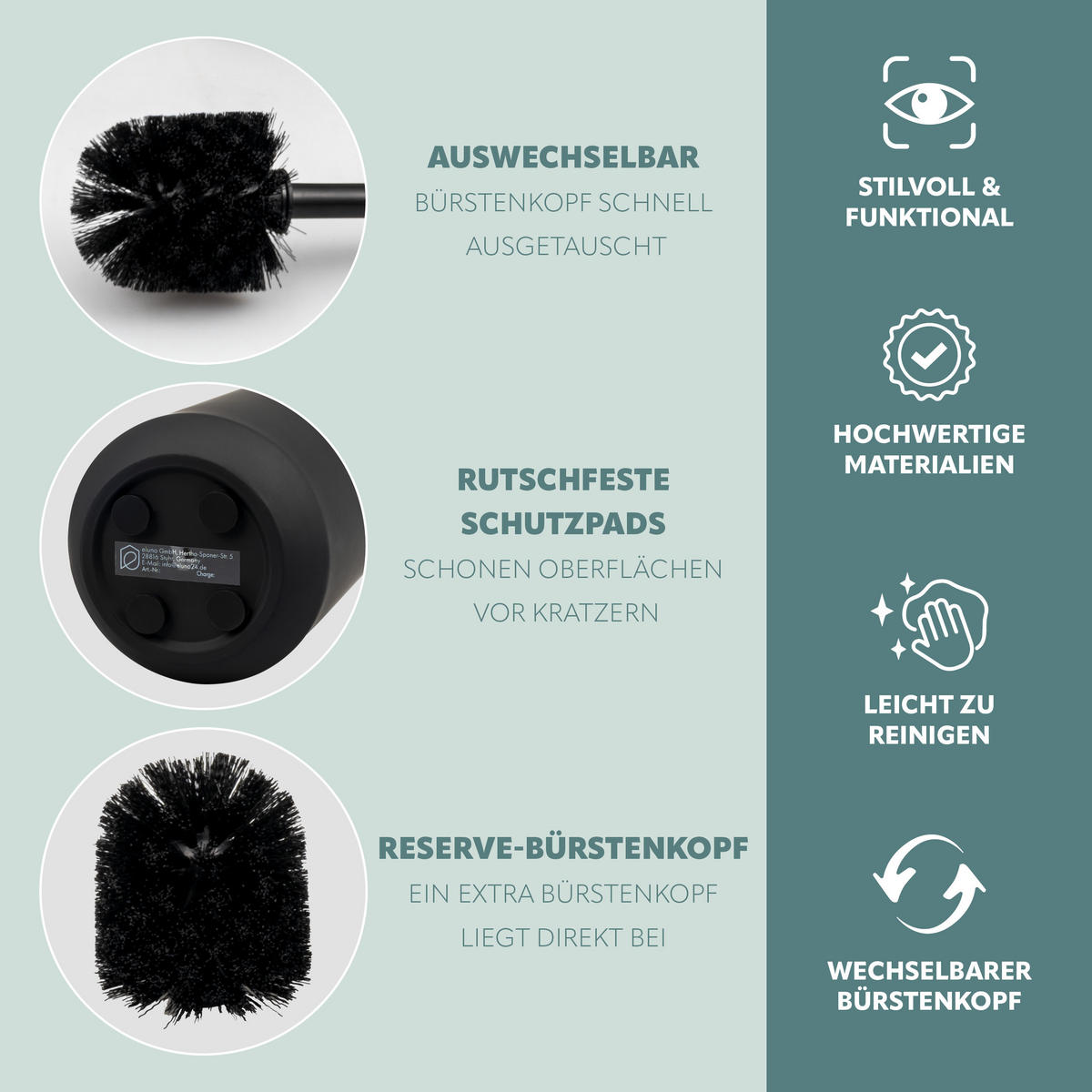 WC-GARNITUR TESERO, Kunststoff, schwarz - Schwarz, Kunststoff (10.5/39.5/10.5cm) - eluno