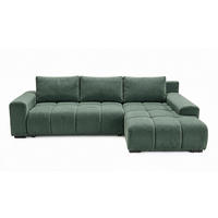 ECKSOFA Ovia mit Bettkasten und Schlaffunktion, Bouclé-Stoff in L-Form - Grün, Textil (270/185cm)
