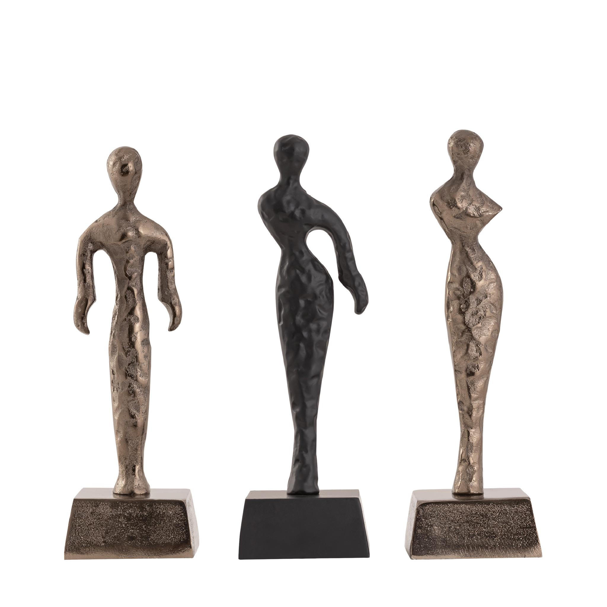 SKULPTUR Zhaell Schwarz 8/7/23.5cm 3er-Set - Schwarz, Metall (7/23.5/8cm) - PTMD Collection