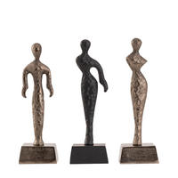 SKULPTUR Zhaell Schwarz 8/7/23.5cm 3er-Set - Schwarz, Metall (7/23.5/8cm) - PTMD Collection