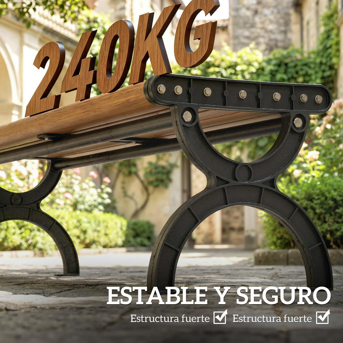GARTENBANK,2-SITZER Metallgestell Lattenrost,braun - Braun, Metall (124/39/39cm) - Vallsero