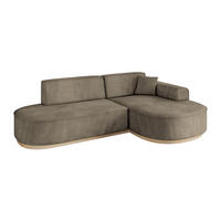 ECKSOFA Ottomane Rechts MARI-L1-v1 - 243x171x83 cm Dunkelbraun Velours - Dunkelbraun, Holzwerkstoff/Textil (171/243cm) - ALTDECOR