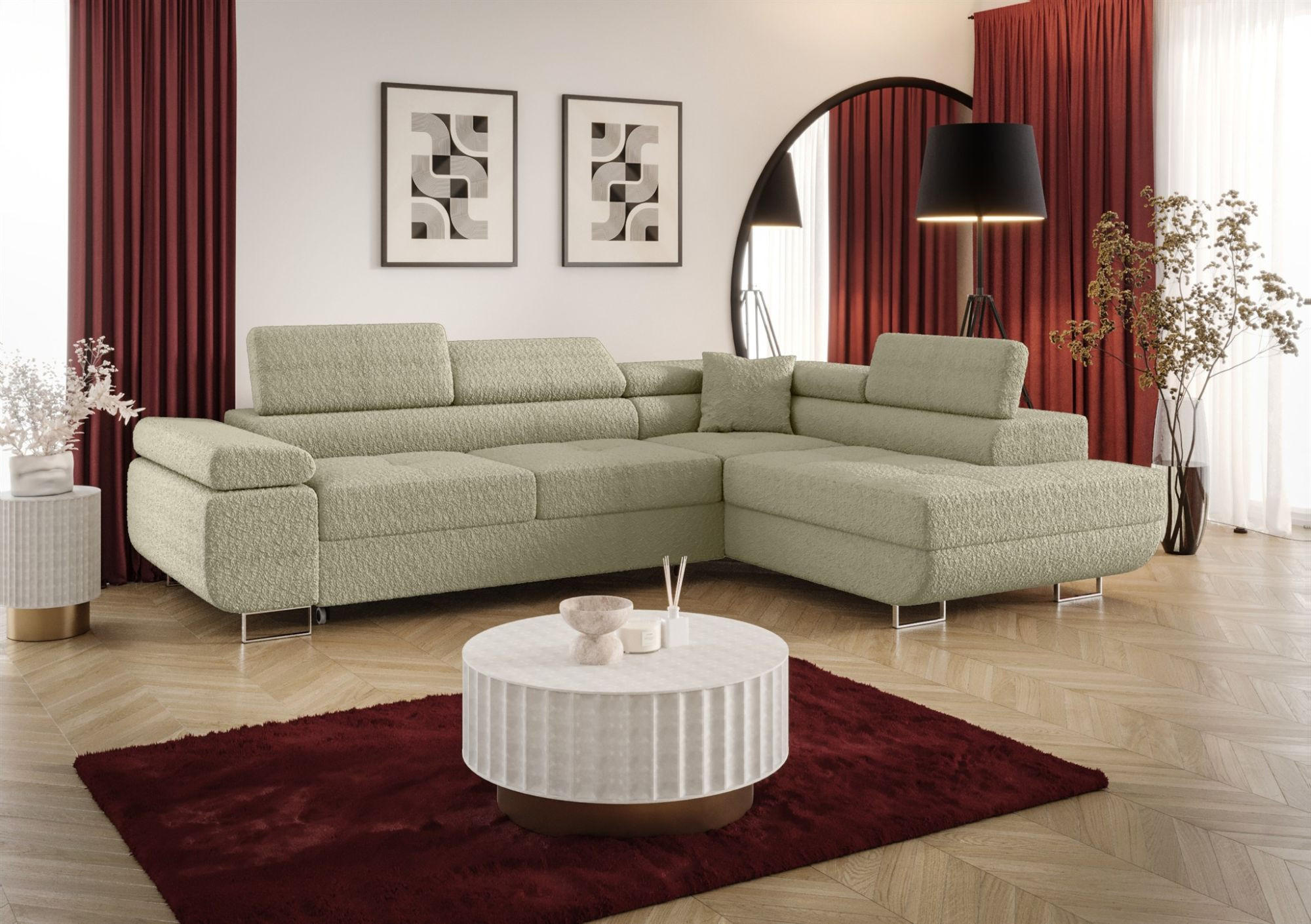 ECKSOFA Monaro Mit Schlaffunktion - Hellbraun, Holzwerkstoff/Textil (275/202cm) - Fun Möbel