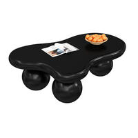 COUCHTISCH Schwarz Weiß in Wolkenform mit LED - Schwarz, Metall (95/62/32cm)