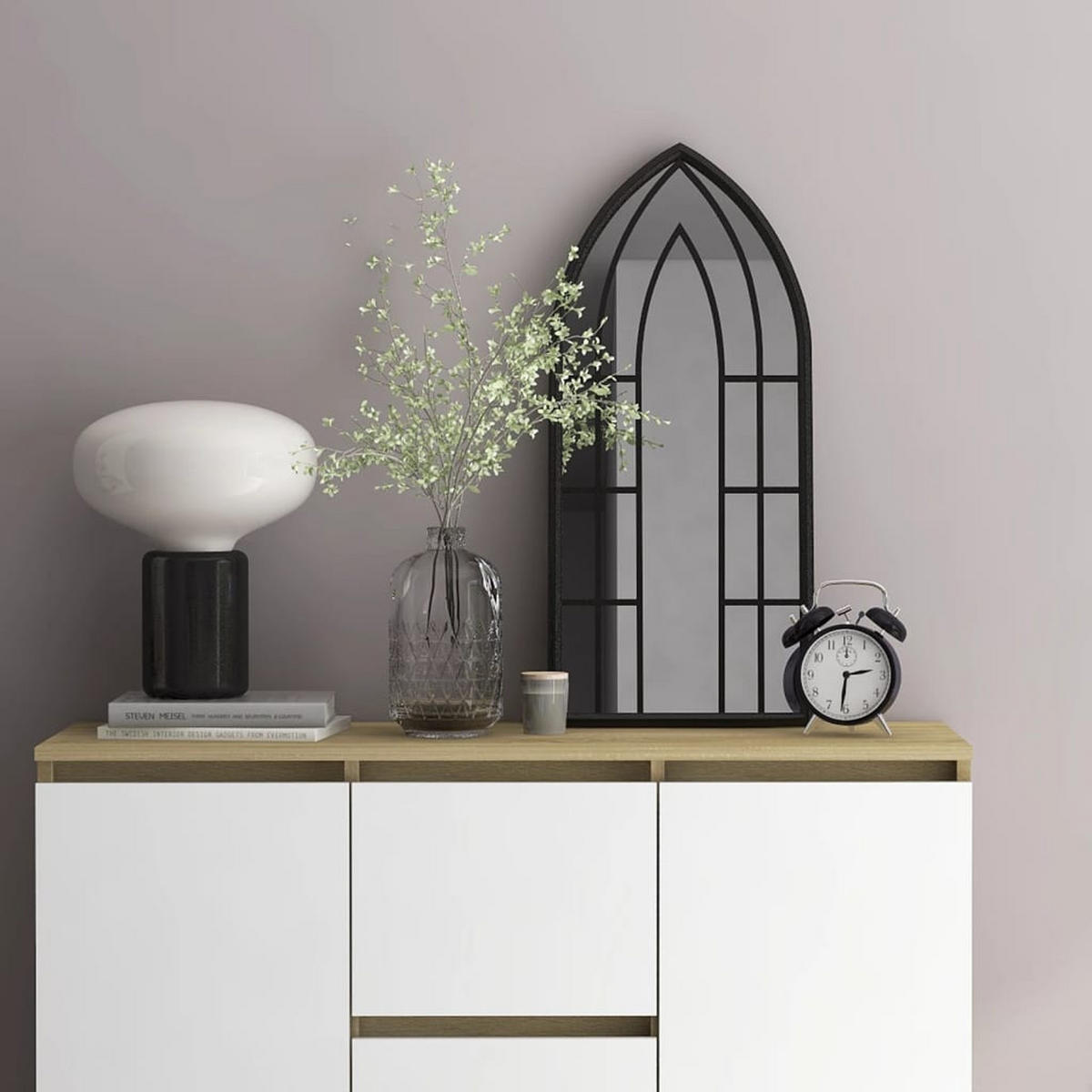 SPIEGEL Schwarz 70x30 cm Eisen für den Innenbereich - Schwarz, Metall (30/70/1cm) - furnicato