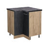 ECKUNTERSCHRANK R-Line Schwarz Beton 75.6 cm AP Anthrazit - Honigeiche/Eiche Wotan, Holzwerkstoff (75.6/81.6/60cm) - Vicco