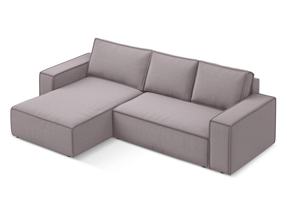 ECKSOFA mit Schlaffunktion Samt Stoff Violett - Lila/Flieder, Kunststoff/Textil (185/290cm) - Makamii