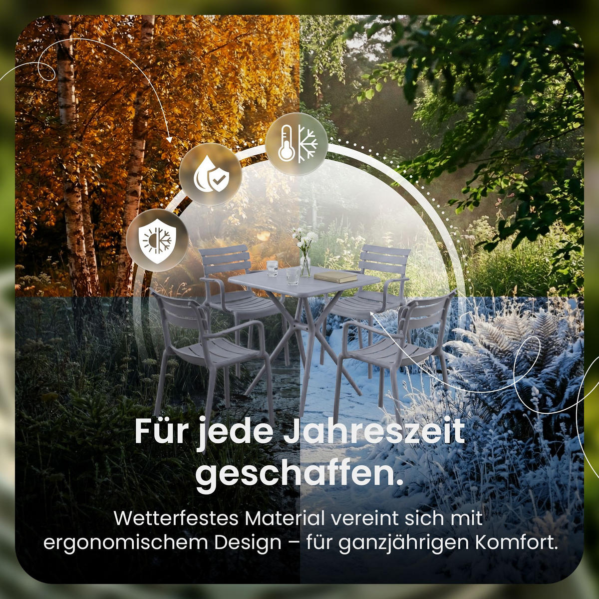 GARTENSITZGRUPPE 4 Kunststoff Grau - Grau, Kunststoff - CLP